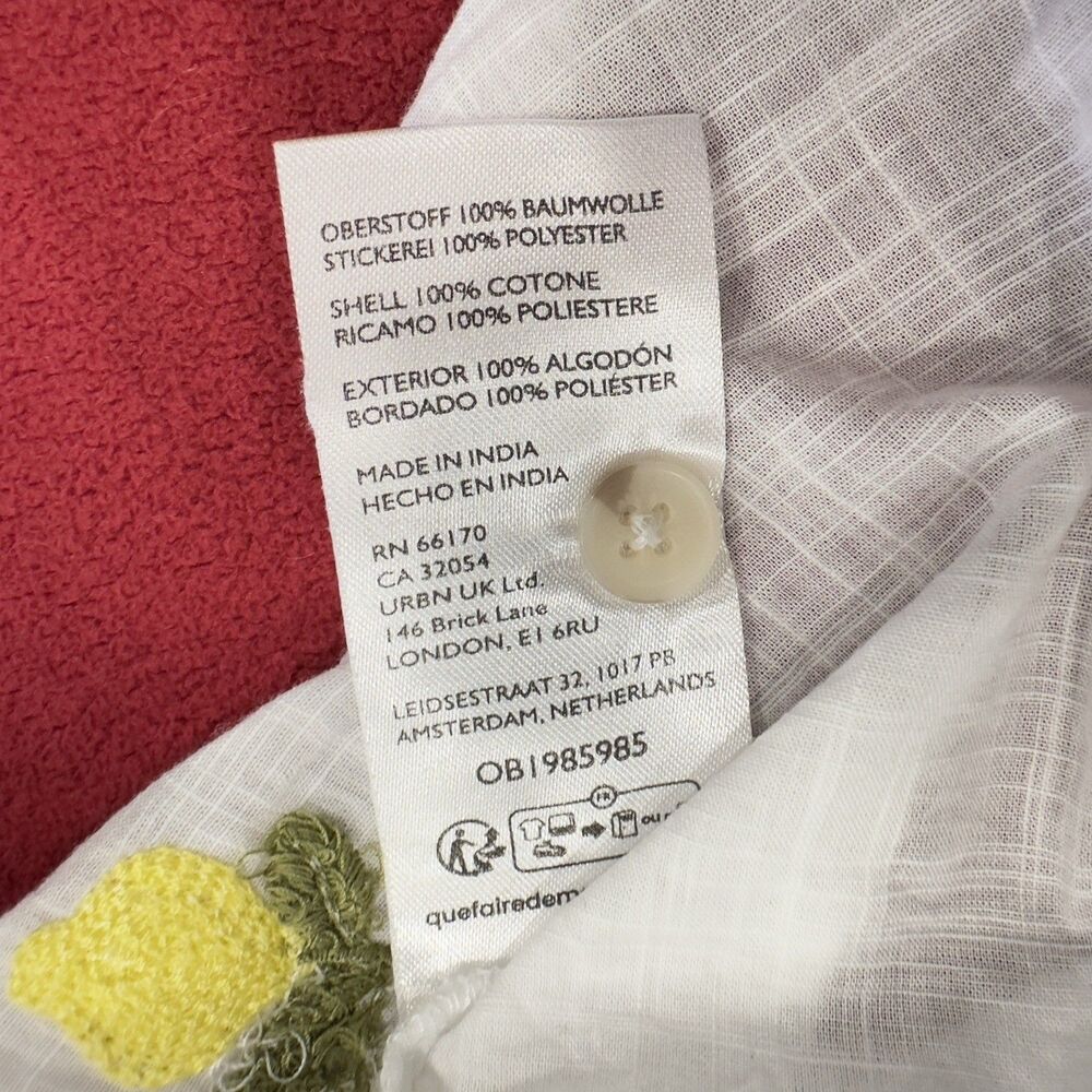 Anthropologie MAEVE EMBROIDERED Fruit Surf Shirt TOP BLOUSE LEMONS WHITE S- EUC - Picture 10 of 12